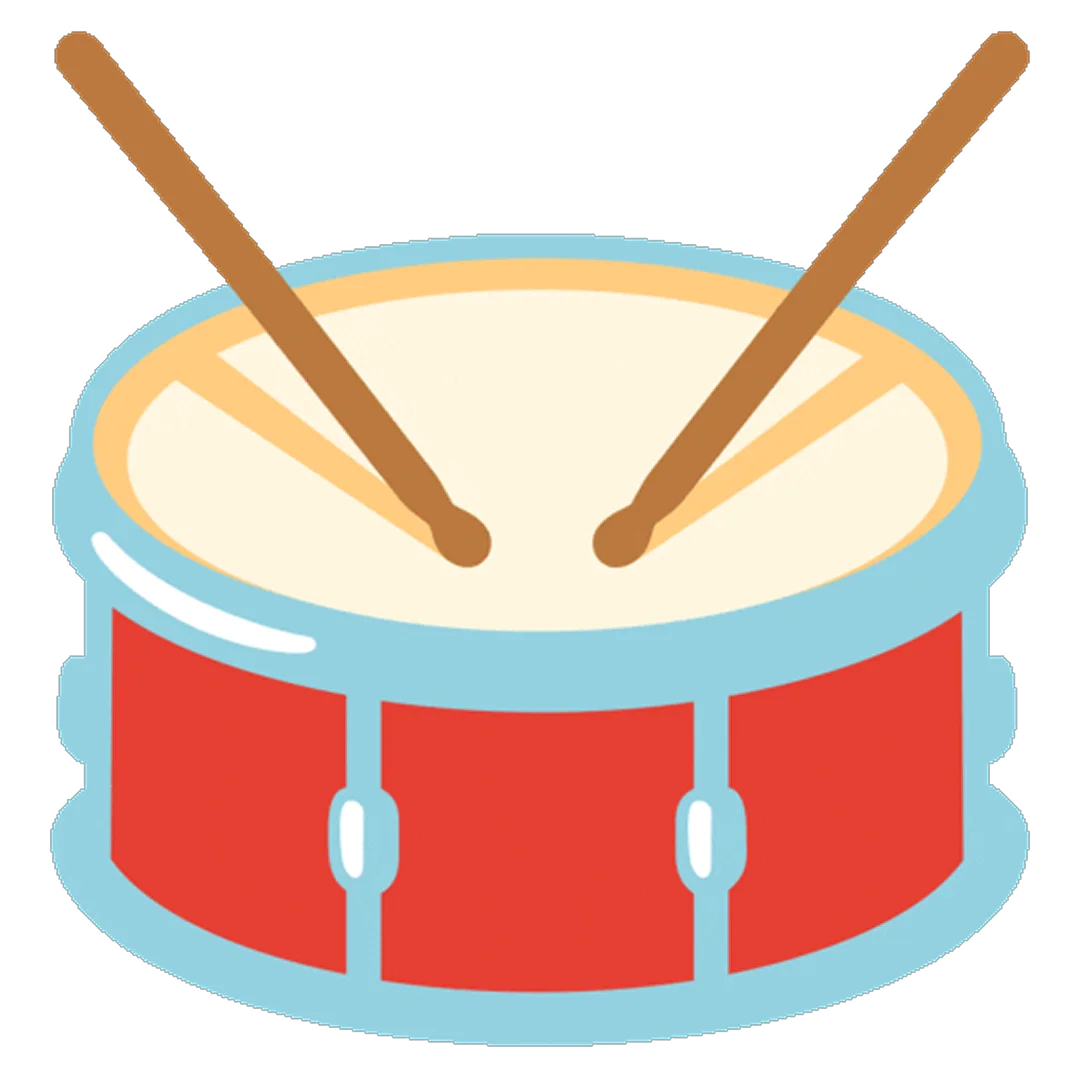Red Cartoon Snare Drum and Drumsticks Free PNG