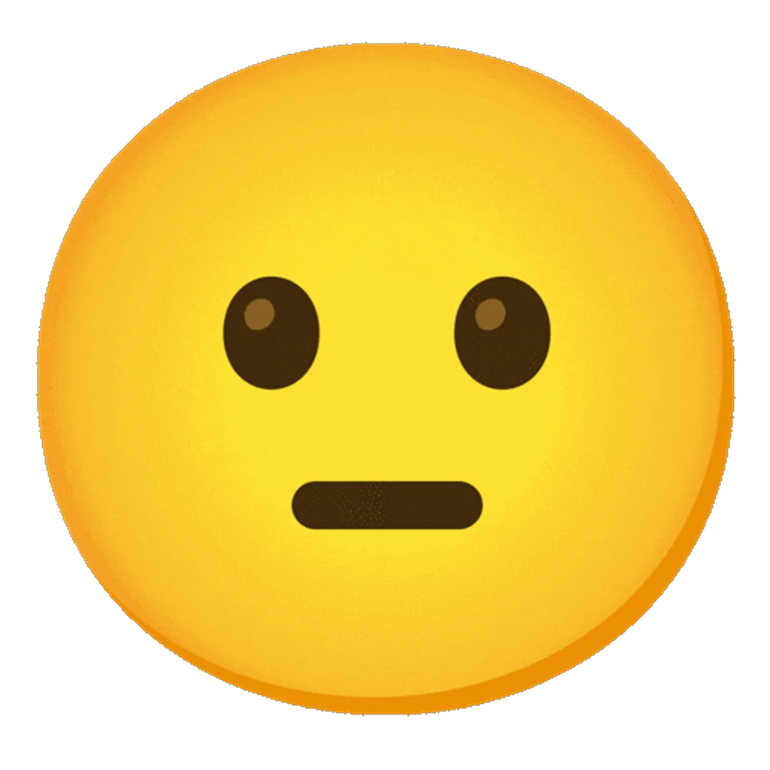 Neutral Yellow Emoji Face with Straight Mouth Free PNG