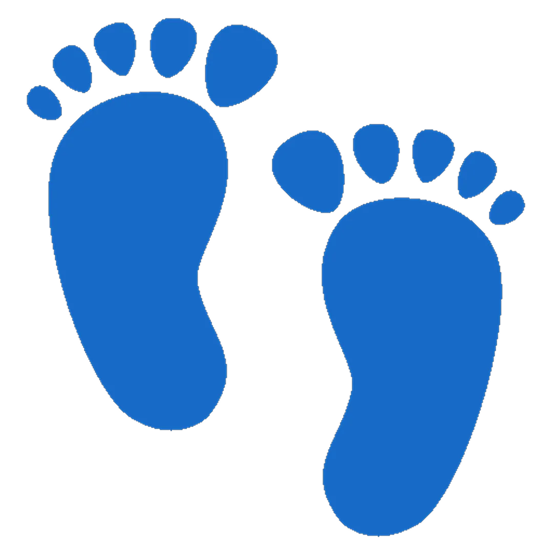 Blue Barefoot Footprints Icon on Black Background Free PNG