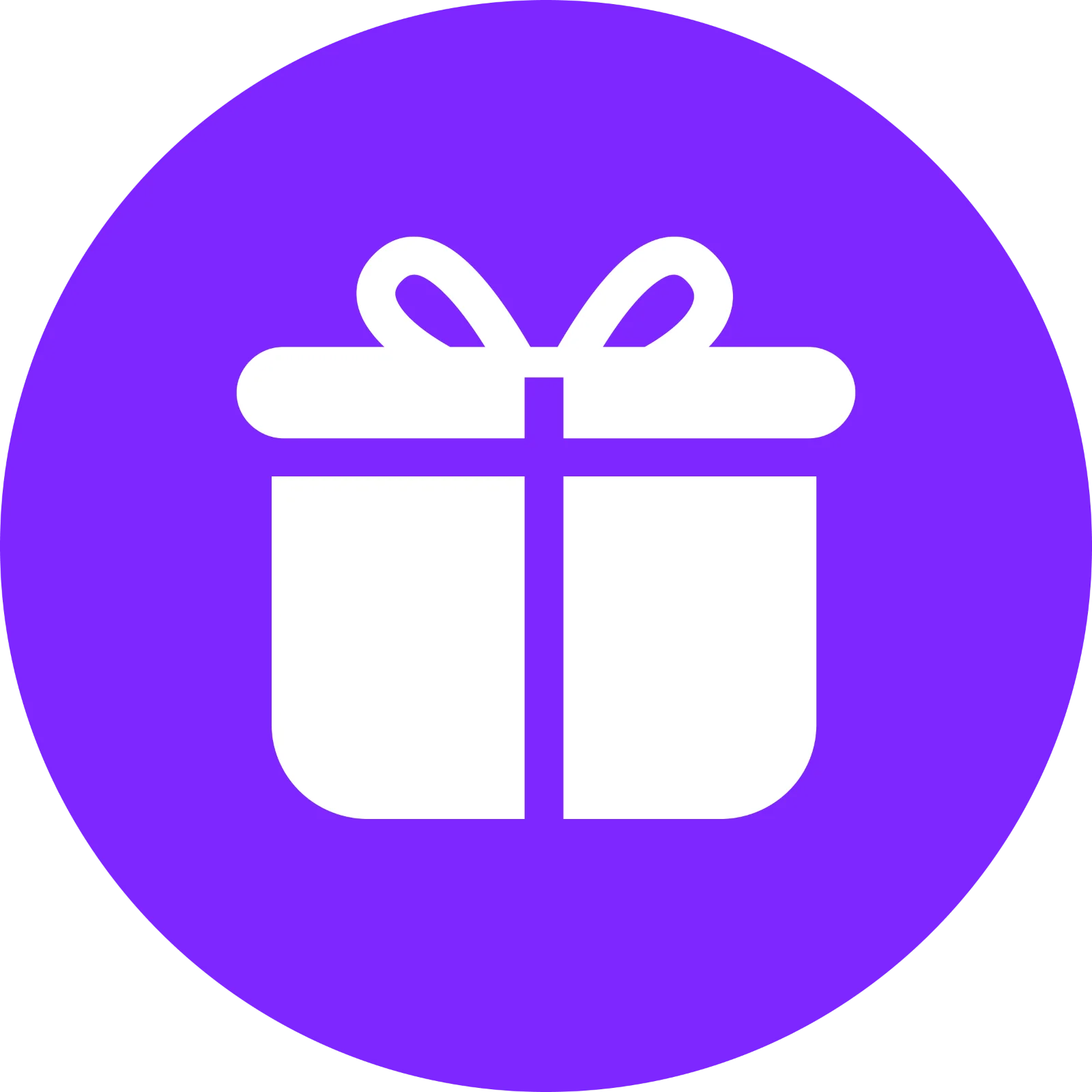 White Gift Box Icon in Purple Circle Free PNG