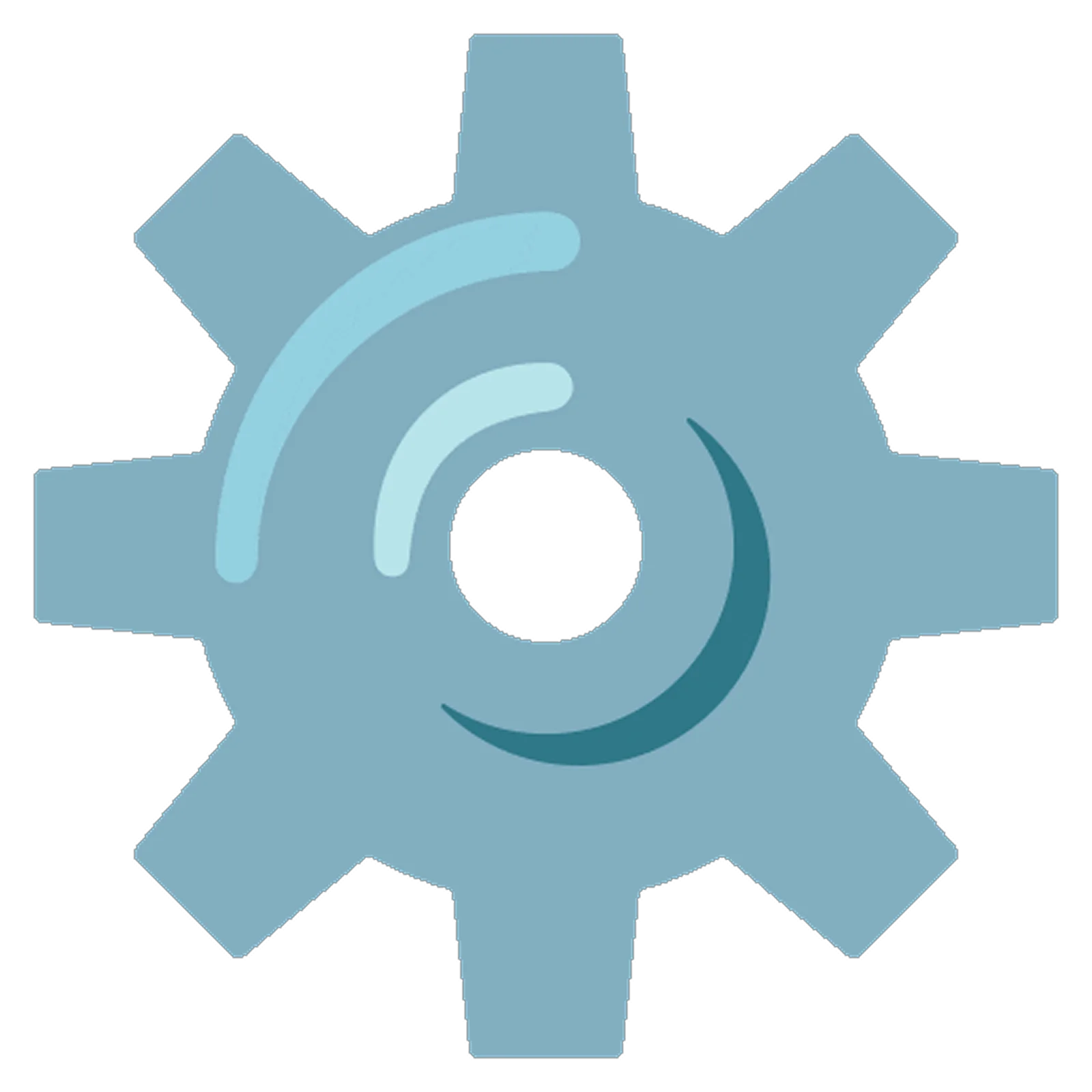 Blue Gear Icon with Curved Accents Free PNG