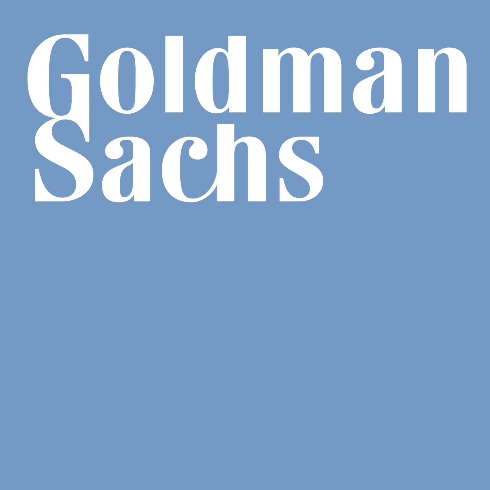 Goldman Sachs White Wordmark on Blue Background Free PNG