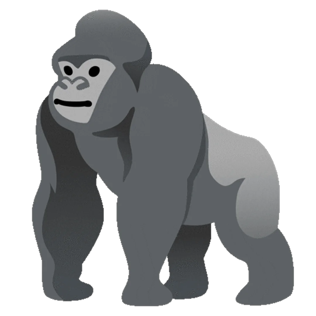 Gray Cartoon Gorilla Knuckle-Walking Free PNG