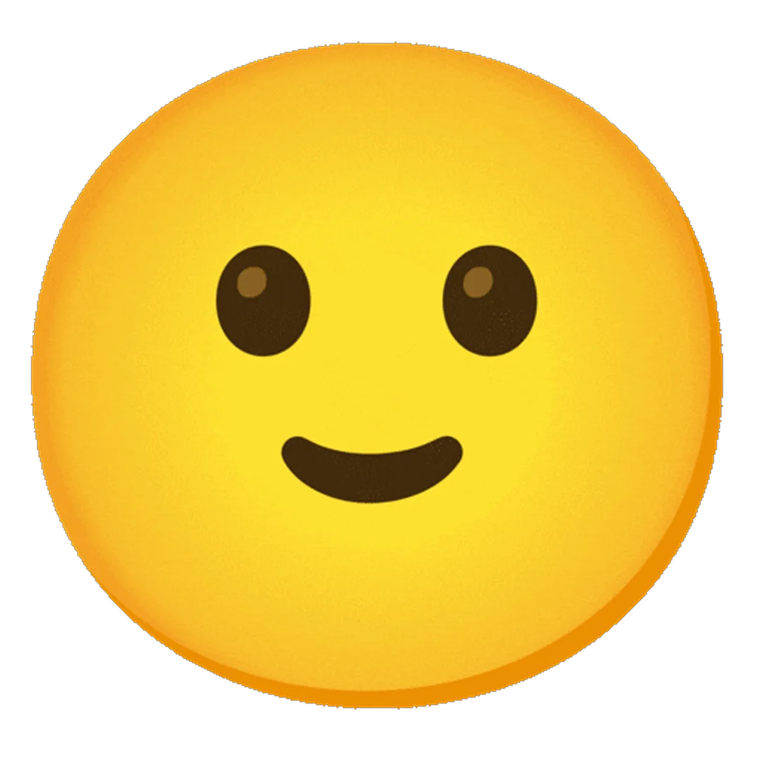Round Yellow Smiley Face with a Gentle Smile Free PNG