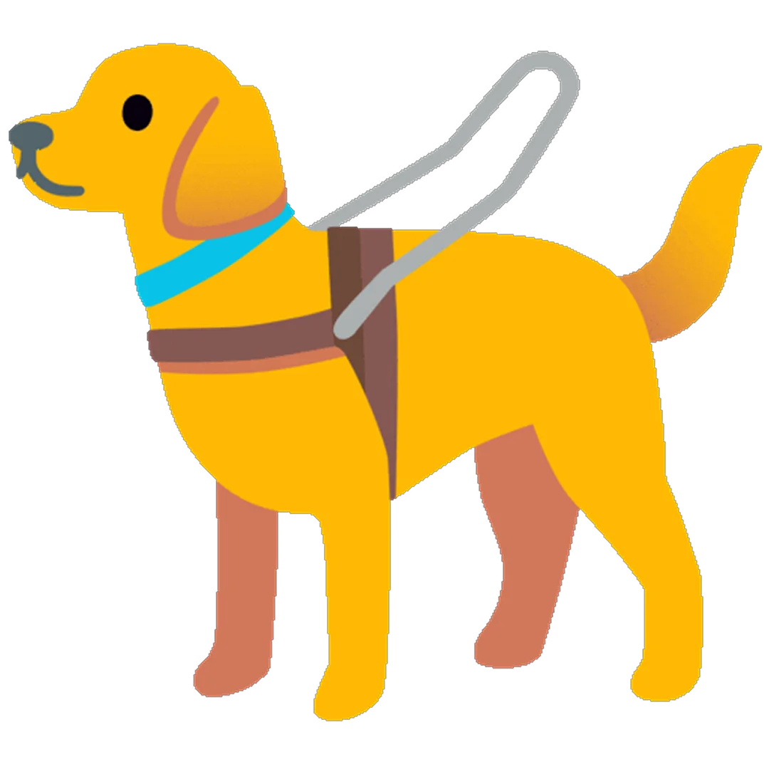 Cartoon Guide Dog in a Brown Harness with Gray Handle – Free PNG