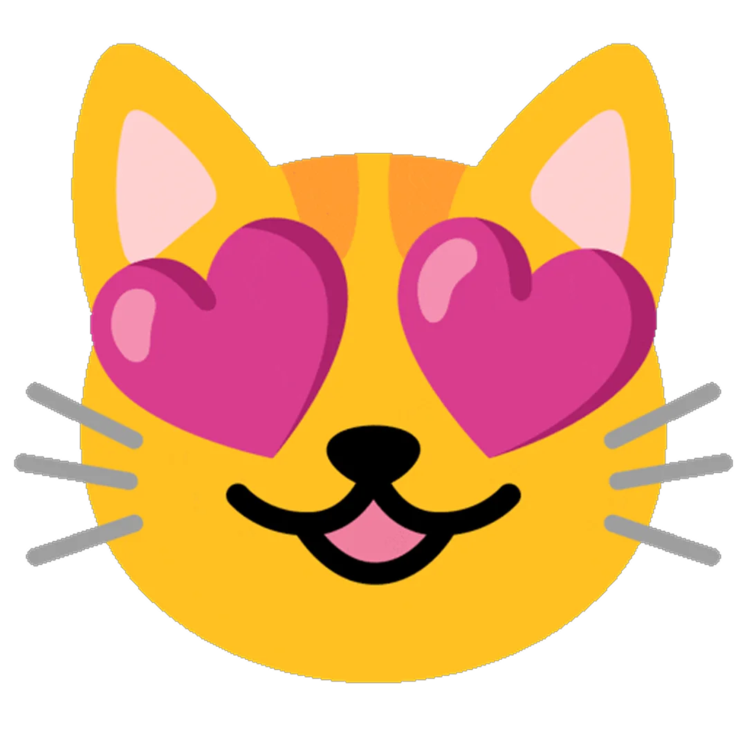 Heart-Eyed Yellow Cat Face Free PNG