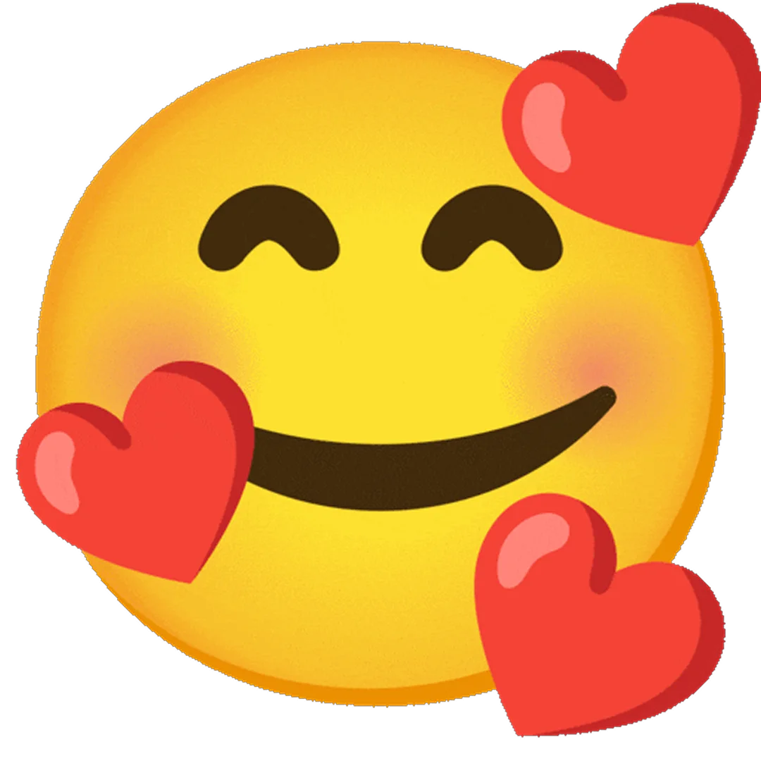 Smiling Face Surrounded by Hearts Free PNG
