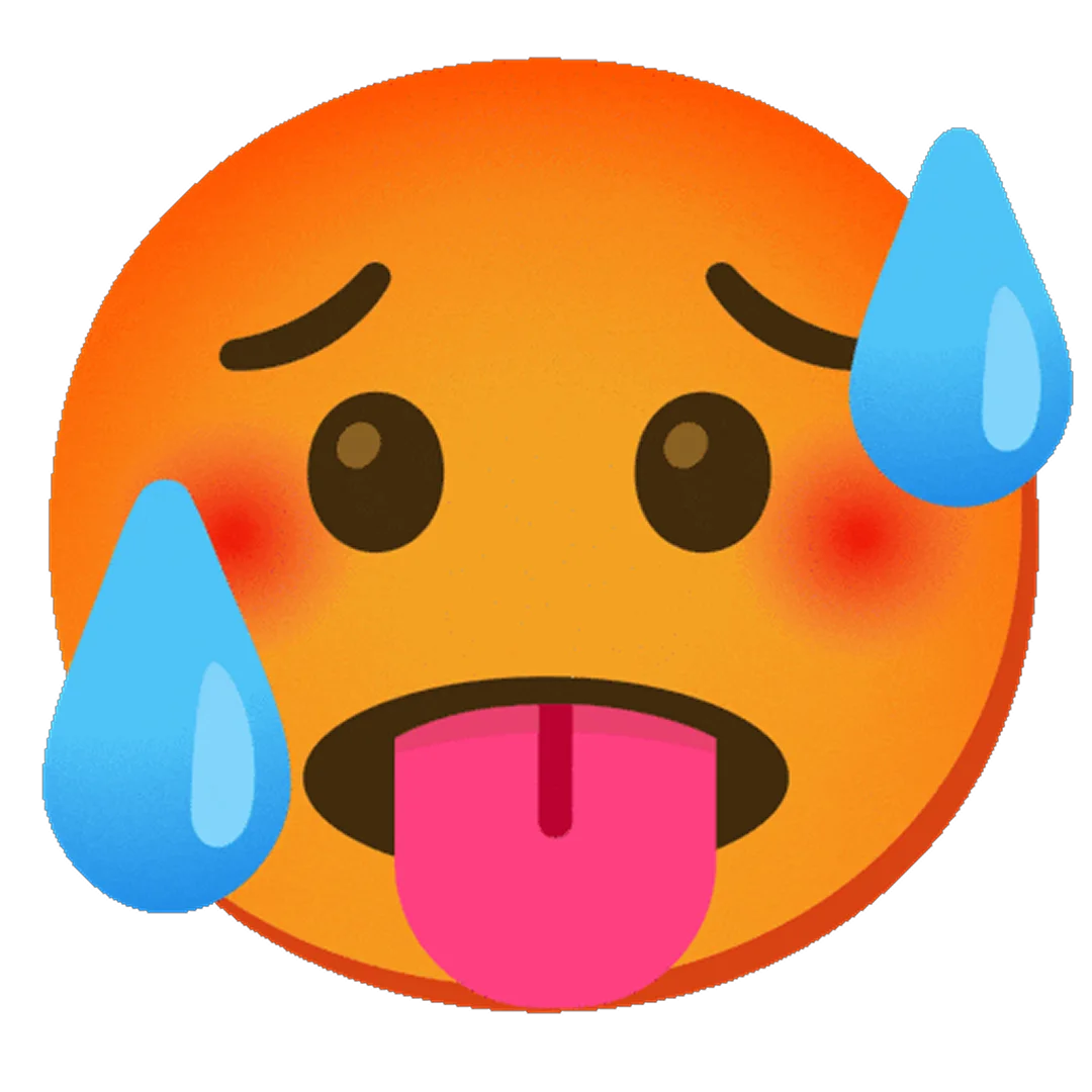 Hot Face Emoji with Sweat Drops | Free PNG