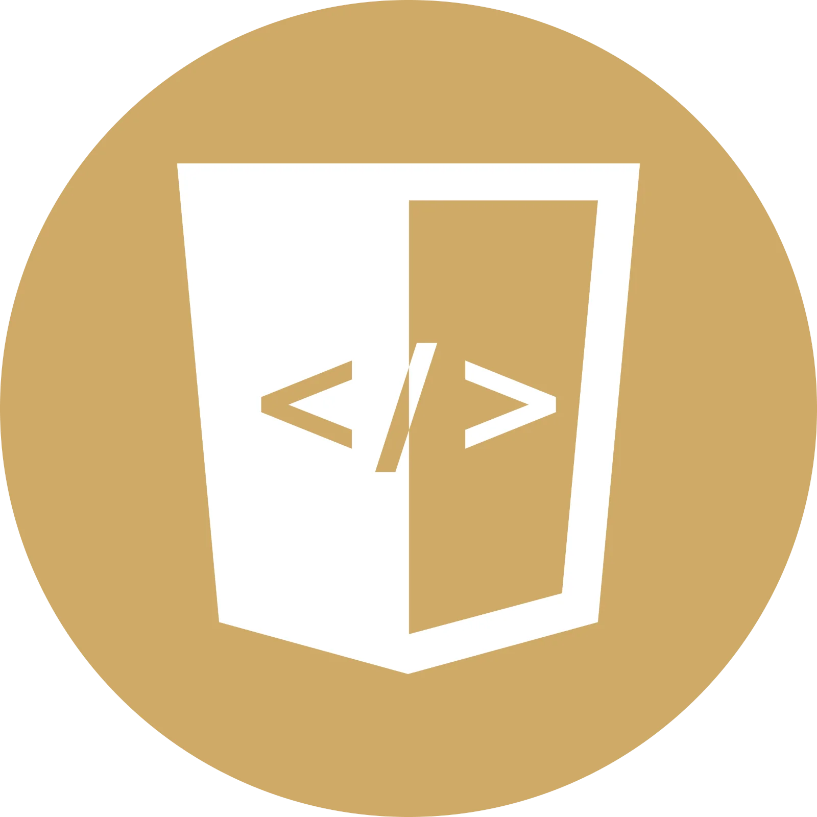HTML Code Shield on Gold Circle Free PNG