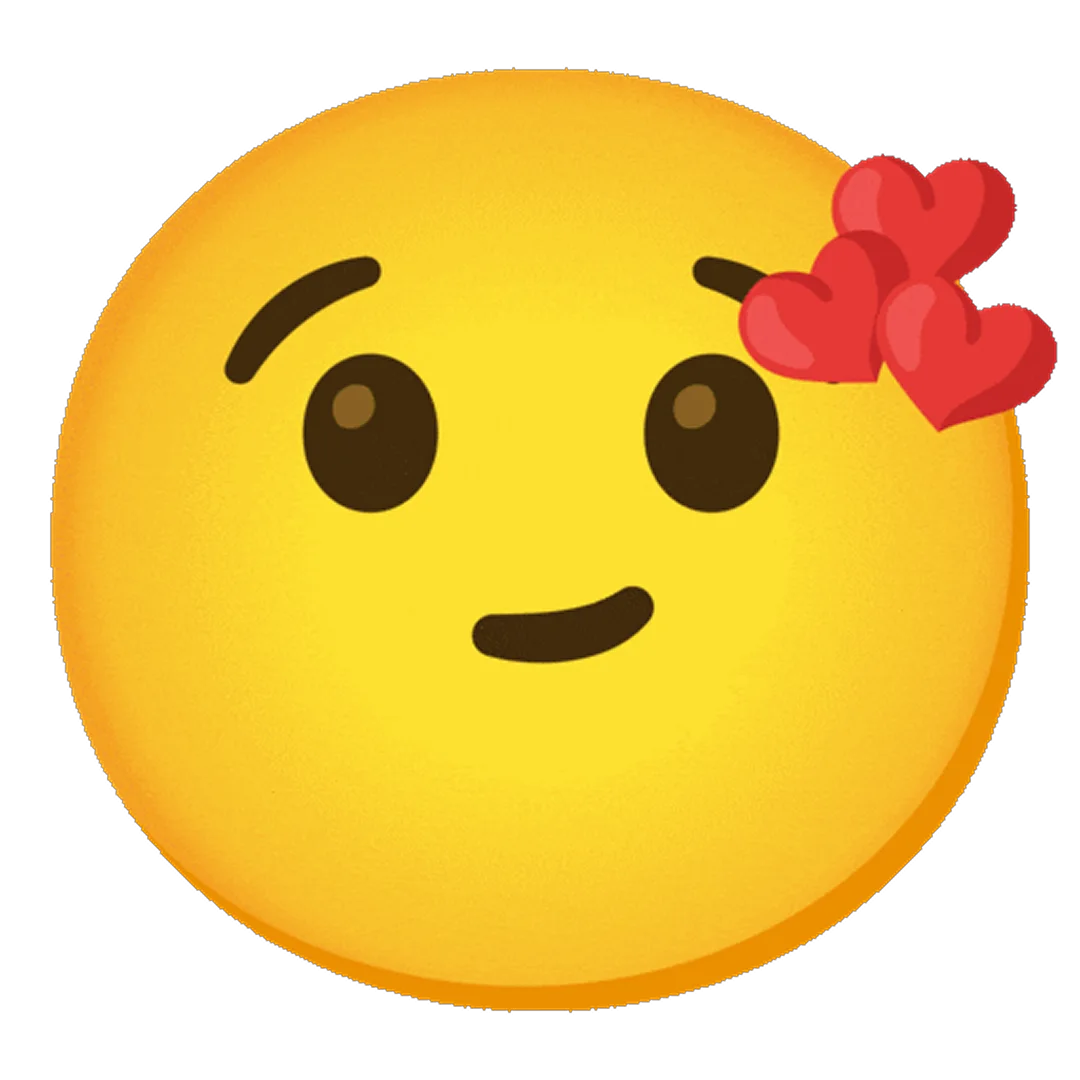 Smiling Emoji with Red Hearts Free PNG