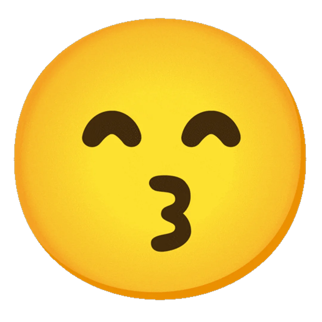 Yellow Kissing Face Emoji with Closed Eyes Free PNG