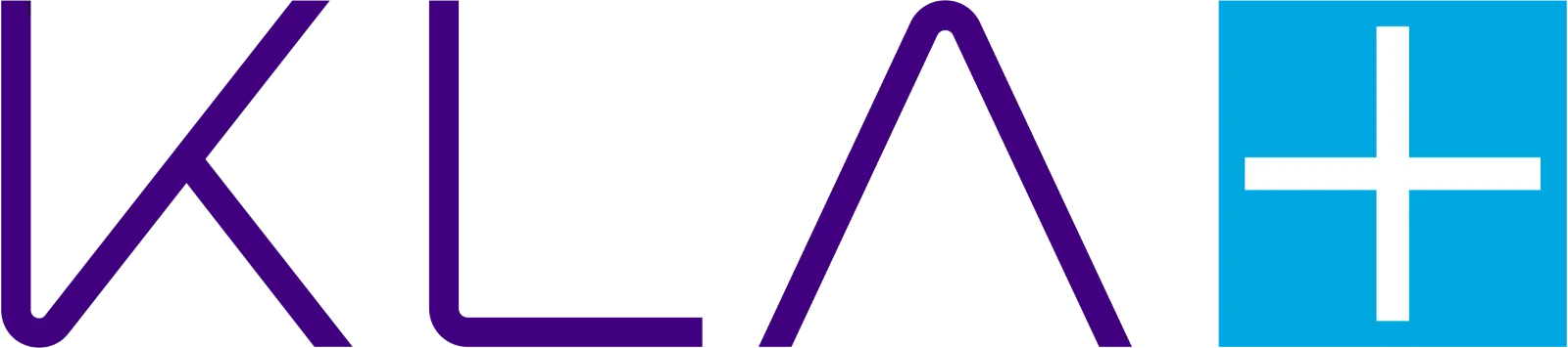 KLA Corporation Logo with Cyan Plus Symbol Free PNG