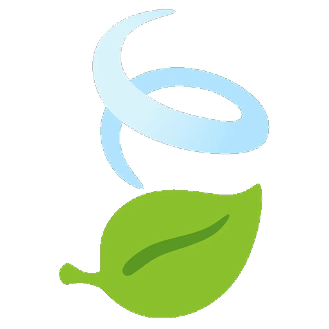 Green Leaf with Blue Looping Swoosh Free PNG