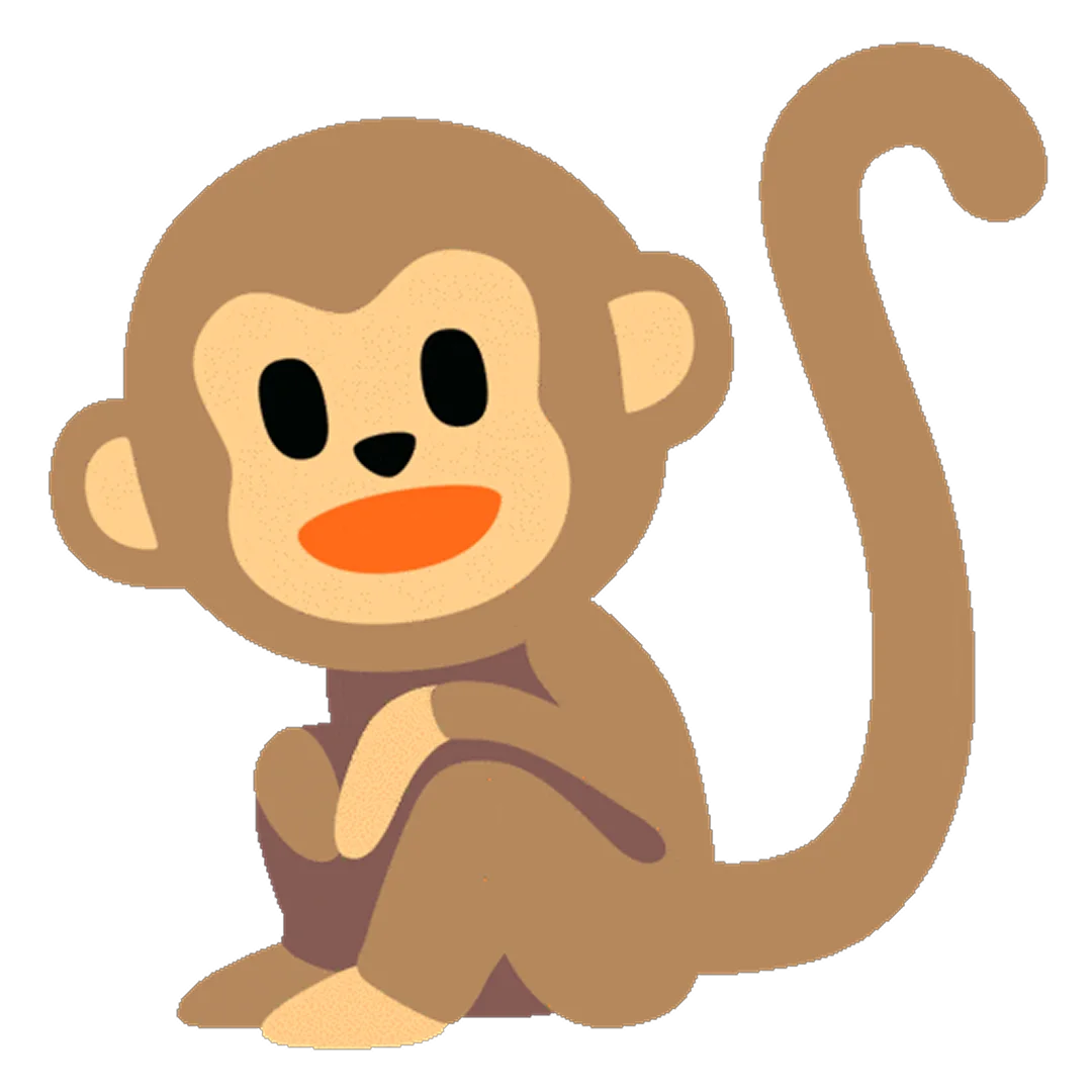 Cute Sitting Monkey with Curled Tail Free PNG