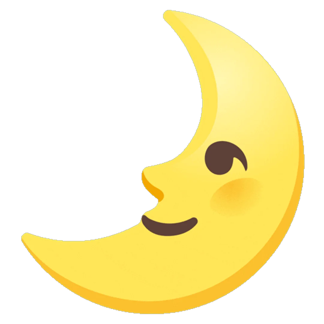 Smiling Crescent Moon Face Free PNG