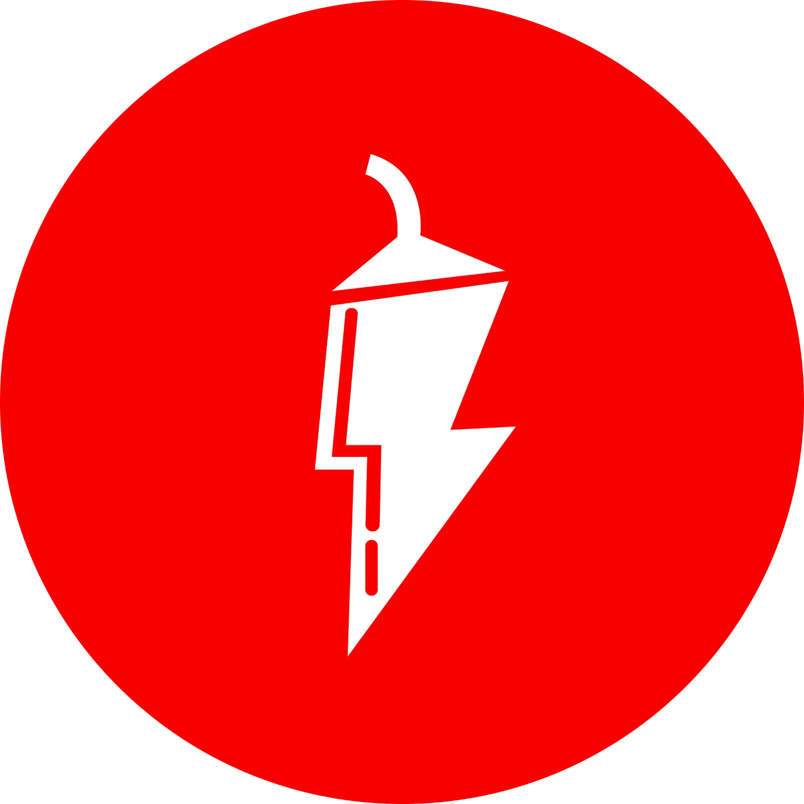 White Hanger-Like Lightning Symbol in Red Circle - Free PNG