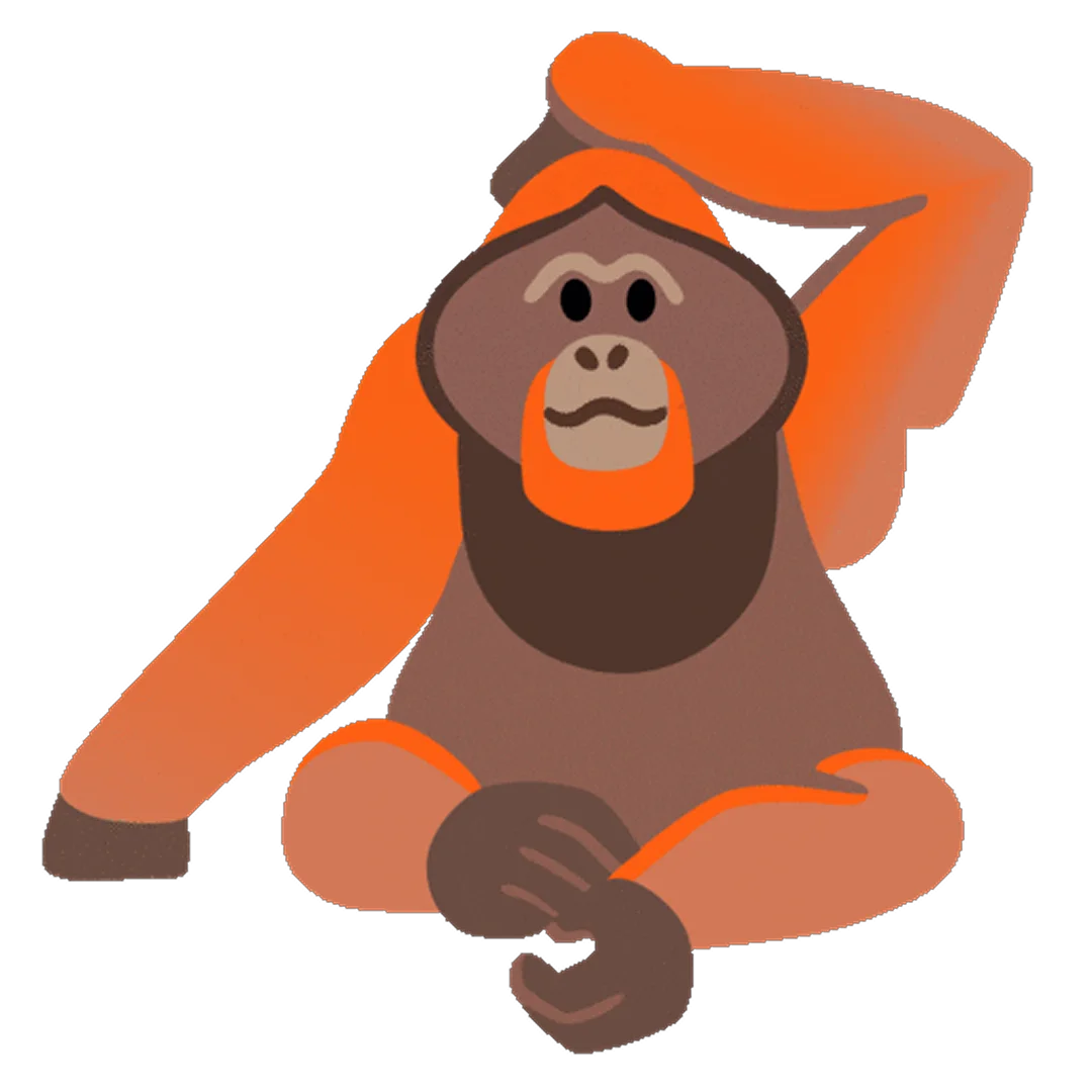 Friendly Orangutan Cartoon Free PNG