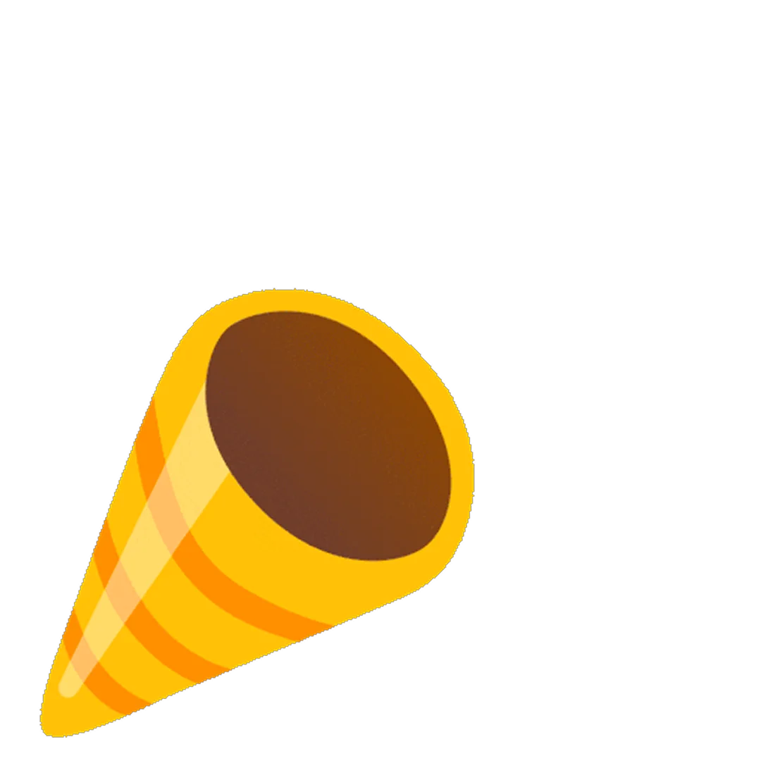 Yellow Party Popper Horn Free PNG Illustration