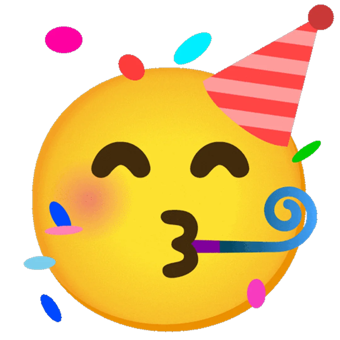 Partying Face Emoji with Party Hat and Horn | Free PNG