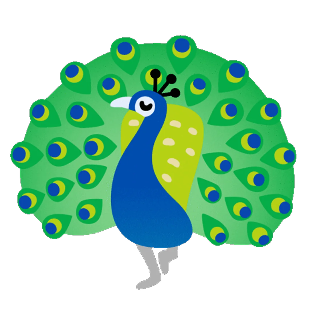 Colorful Cartoon Peacock Illustration Free PNG