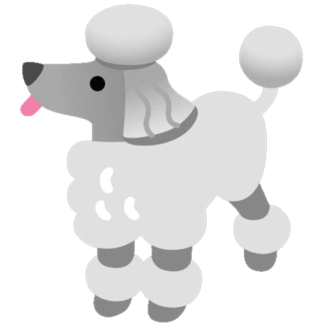 Cute Gray and White Poodle Illustration Free PNG