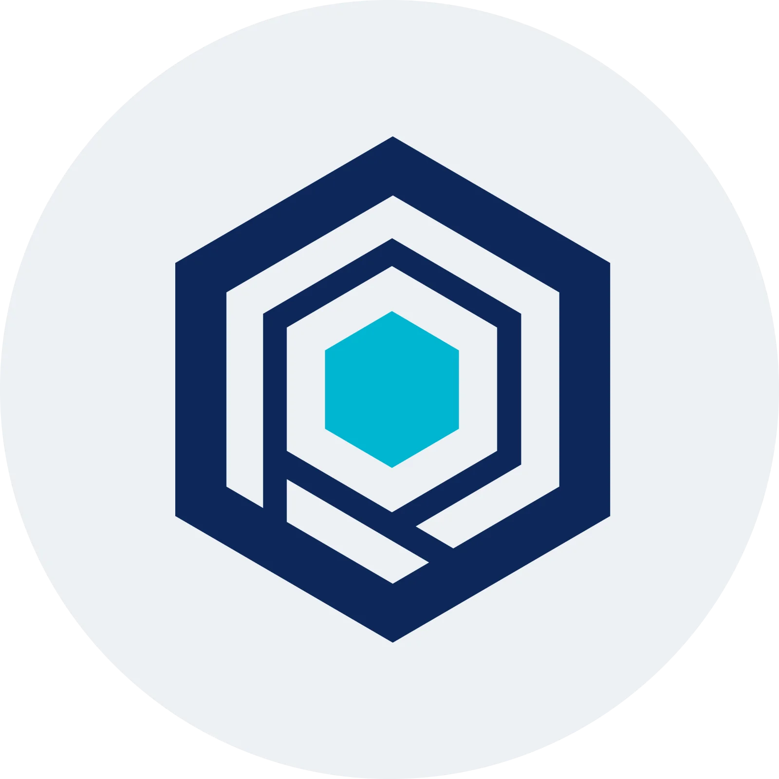 Geometric Hexagon Emblem with Cyan Center Free PNG