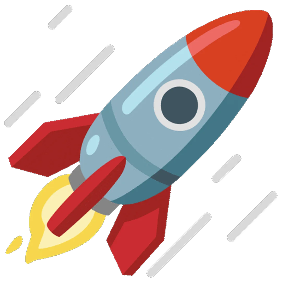 Blue Cartoon Rocket in Flight Free PNG