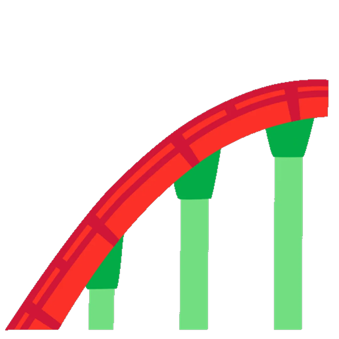 Curving Roller Coaster Track with Green Supports Free PNG