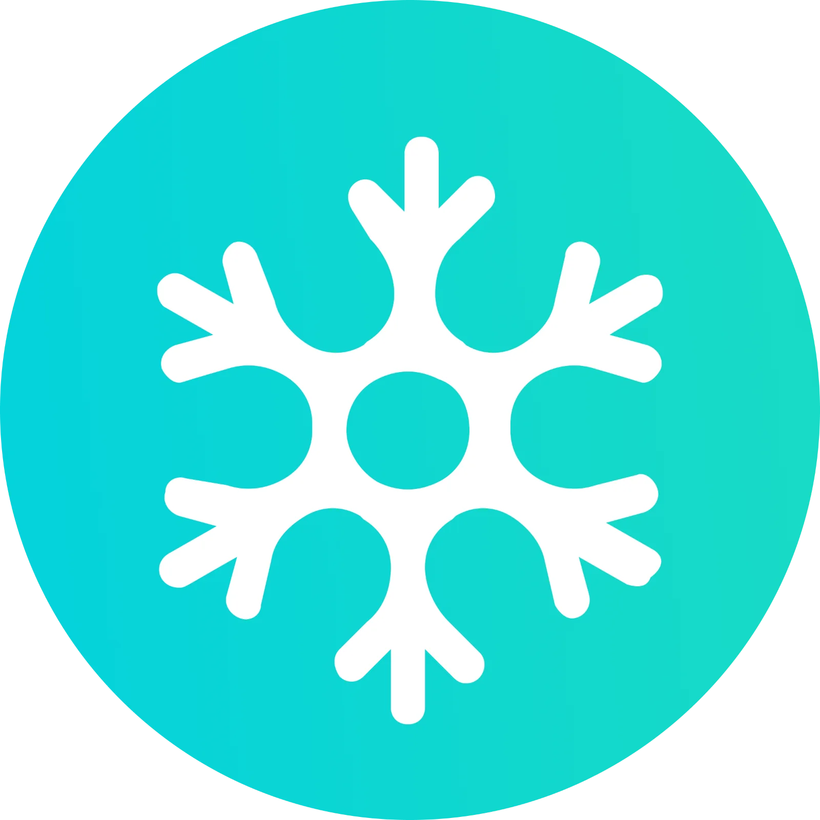 White Snowflake Icon on Turquoise Circle Free PNG