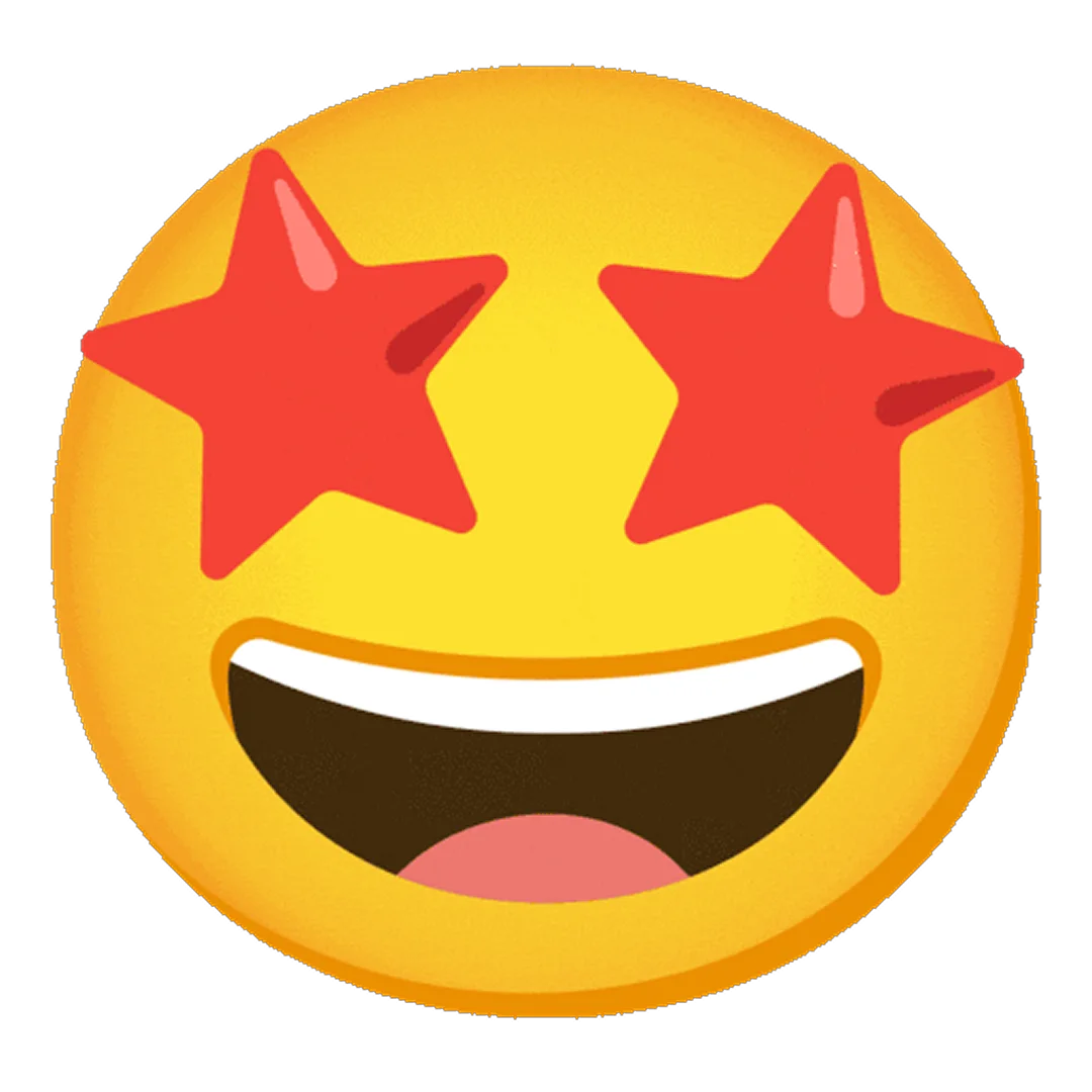 Star-Struck Laughing Emoji with Red Star Eyes Free PNG