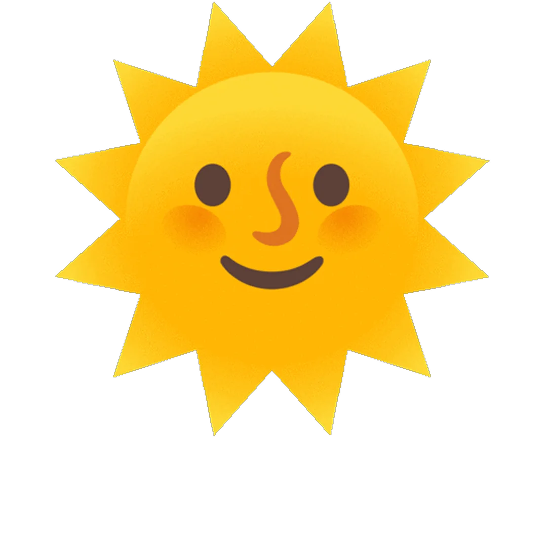 Smiling Golden Sun Face Free PNG