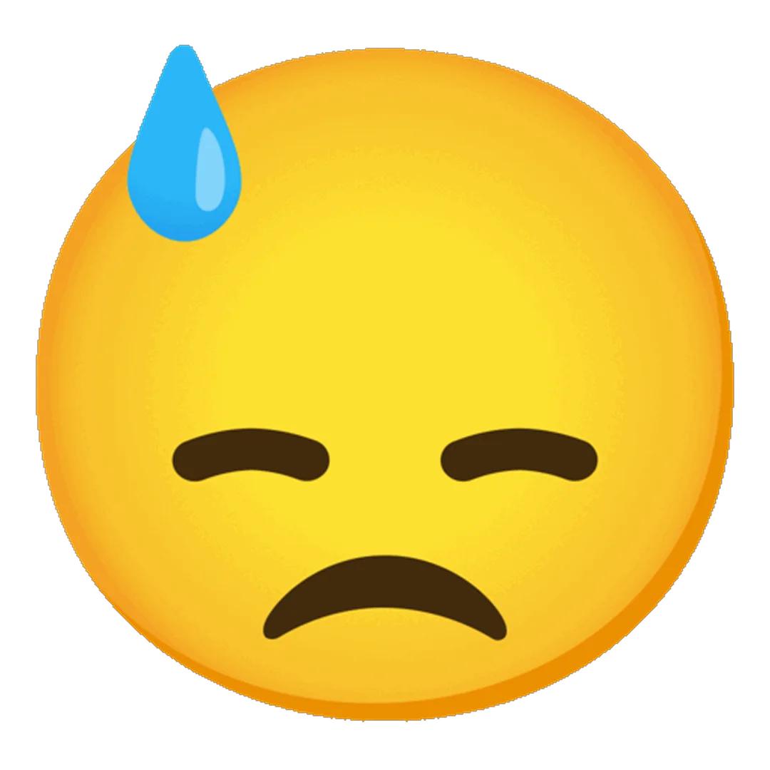 Worried Sweating Face Emoji Free PNG