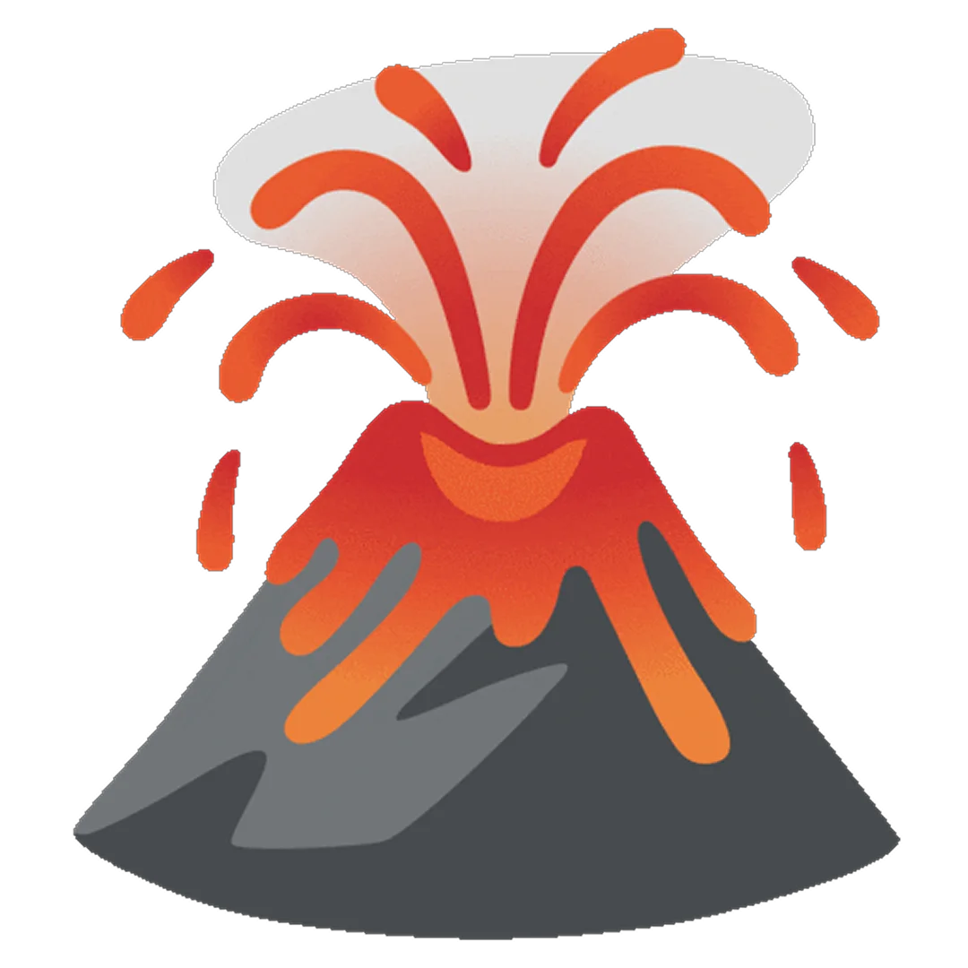 Cartoon Erupting Volcano Free PNG Illustration