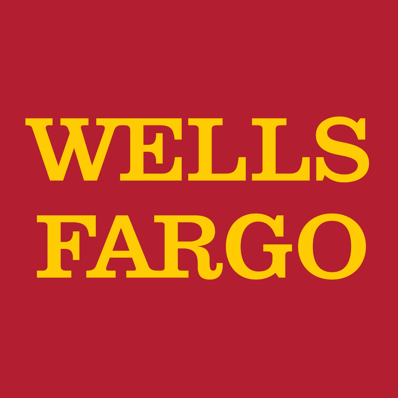 Wells Fargo Yellow Wordmark on Red Background Free PNG