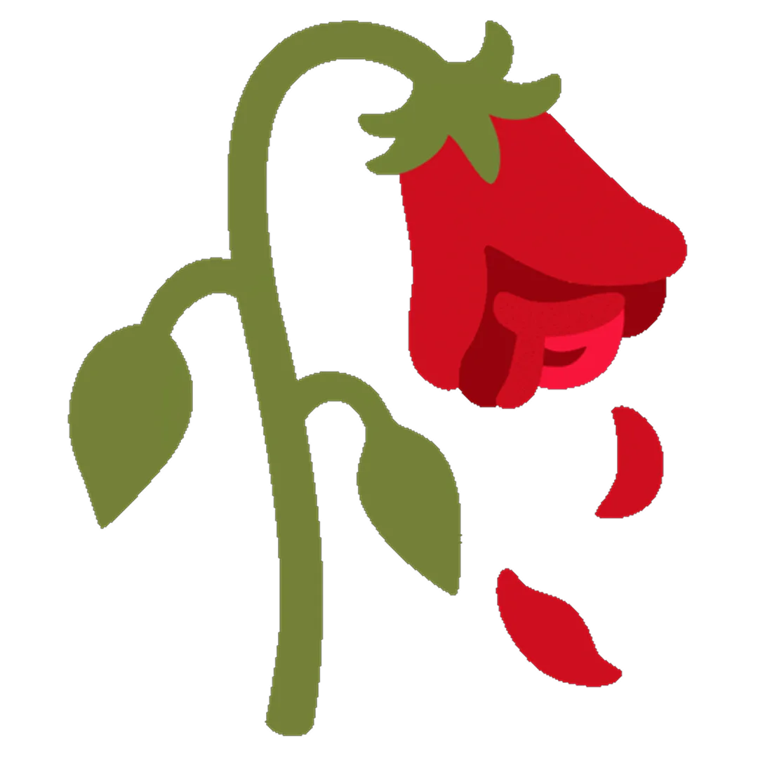 Wilted Red Flower on a Curved Stem - Free PNG
