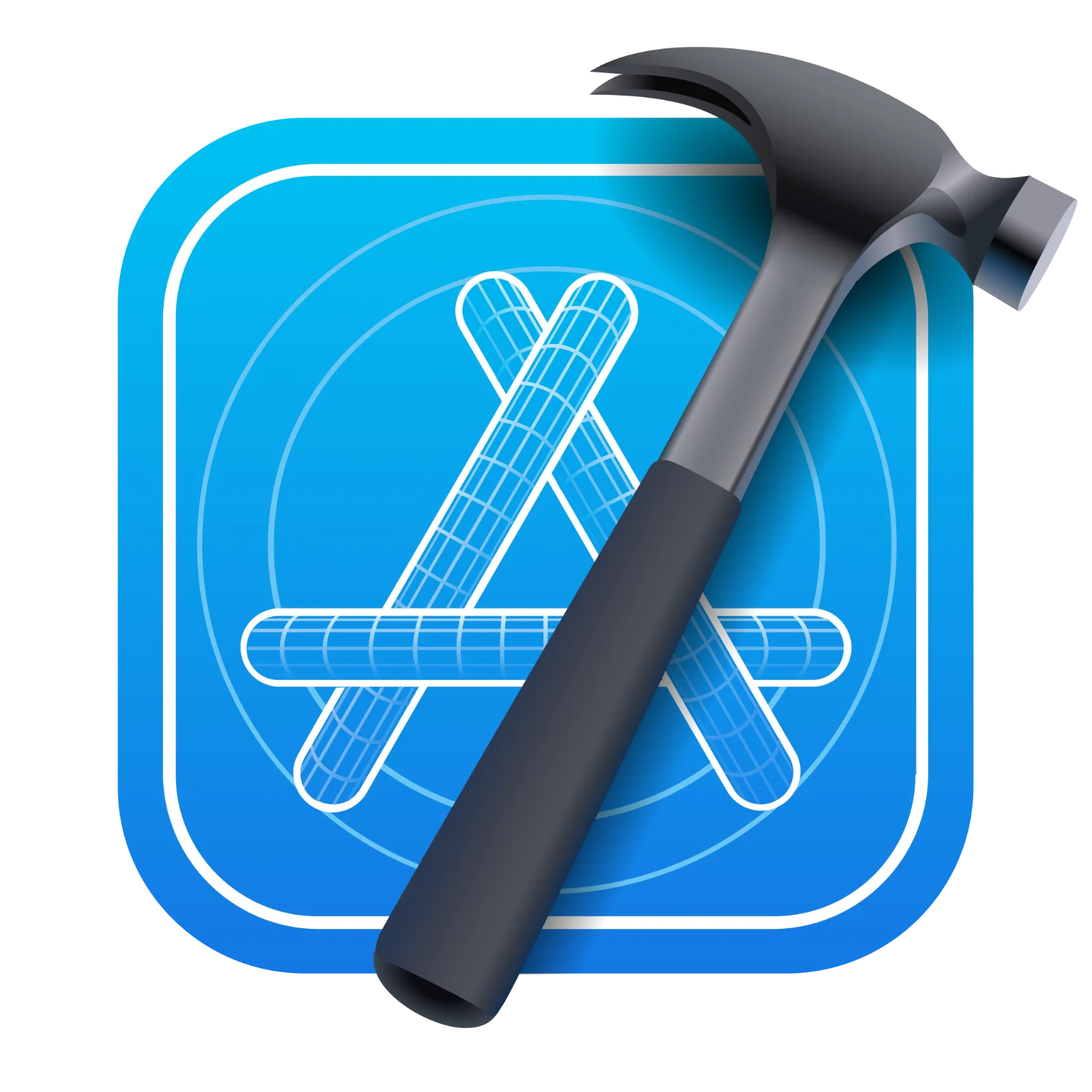 Blue Tool Icon with Hammer and Grid Symbol Free PNG