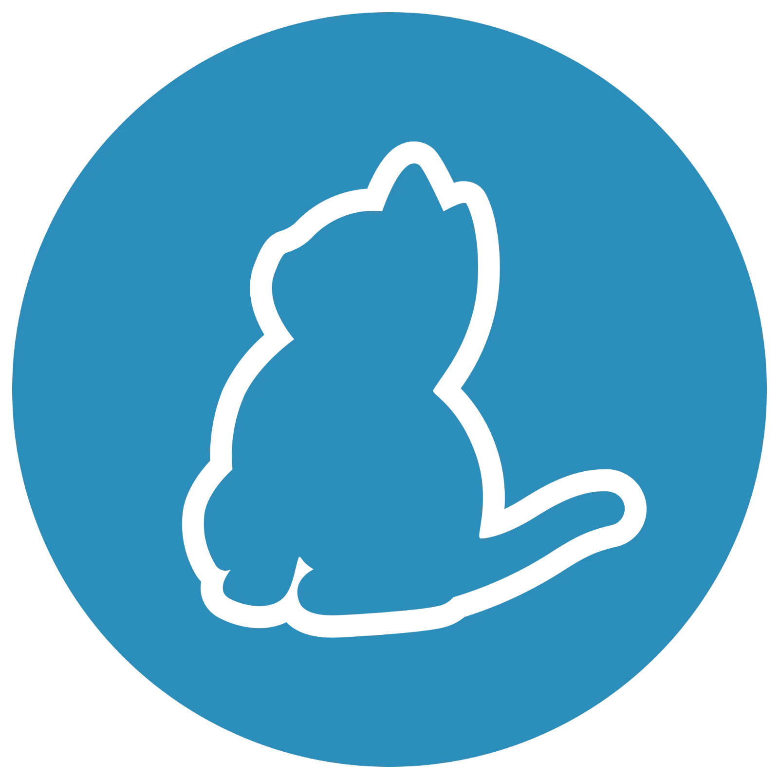 Seated Cat Silhouette in a Blue Circle Free PNG