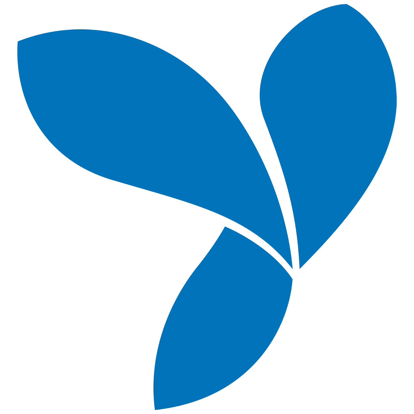 Blue Three-Petal Abstract Flower Symbol Free PNG