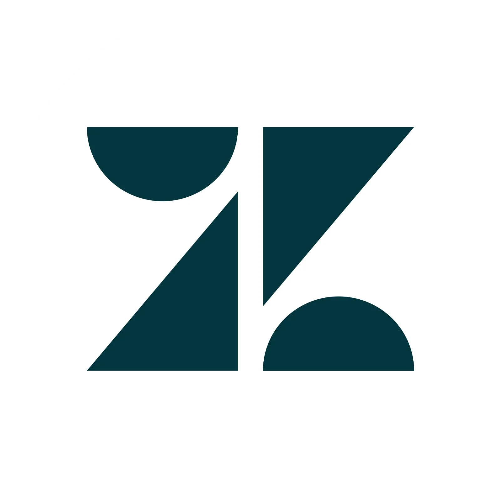 Abstract Teal Geometric Emblem in White Circle Free PNG