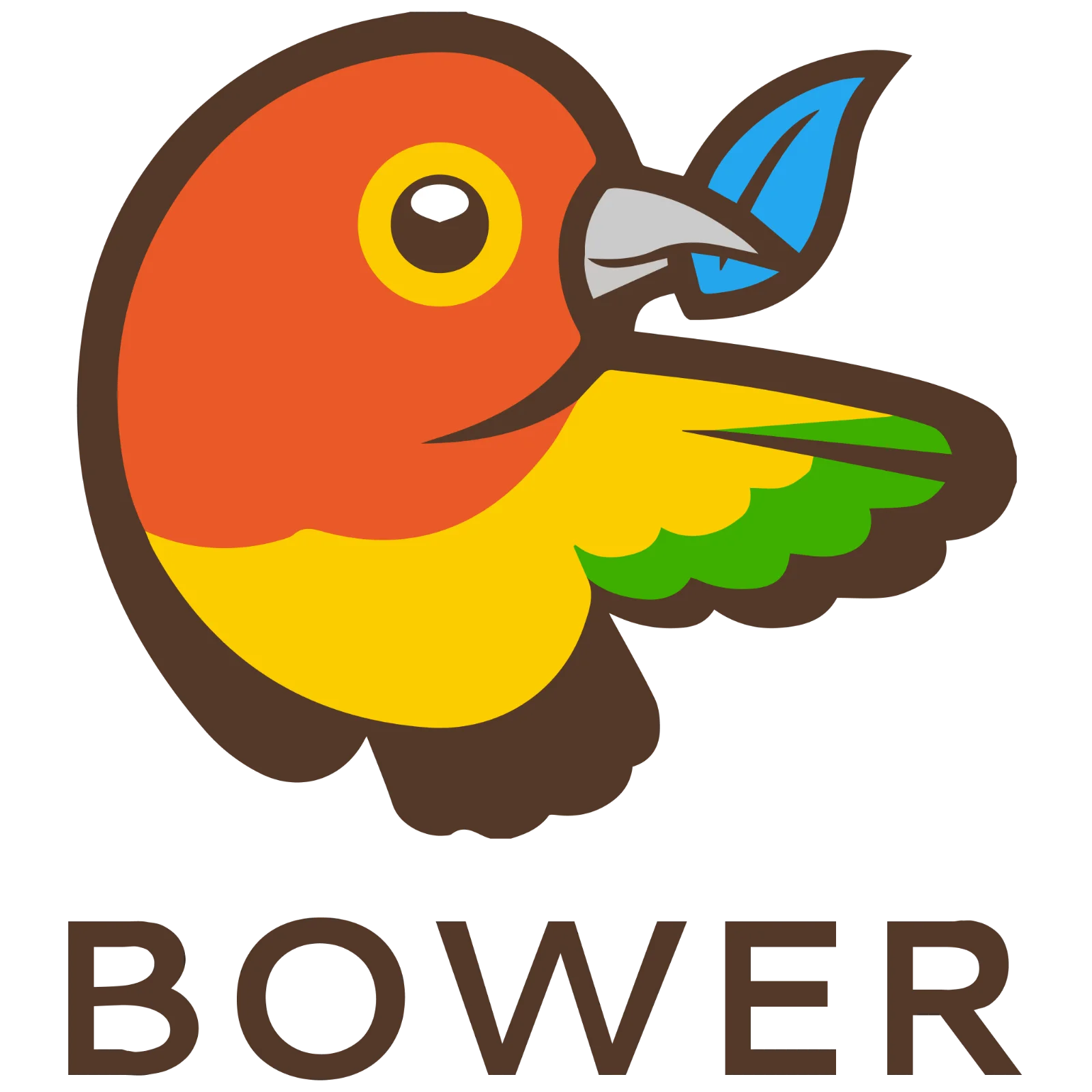 Colorful Cartoon Bird with BOWER Text – Free PNG
