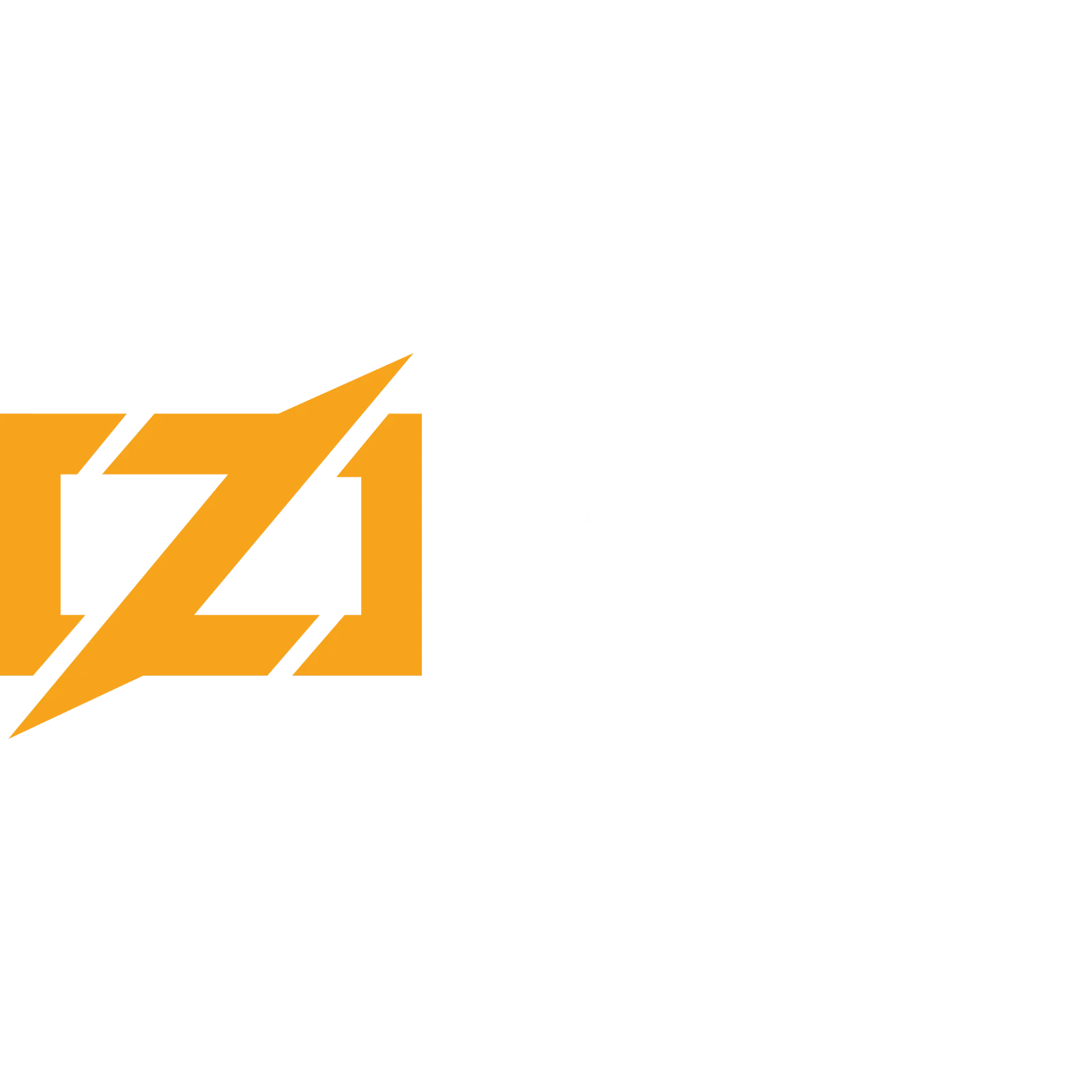 Orange Lightning Emblem and White Lettering Free PNG
