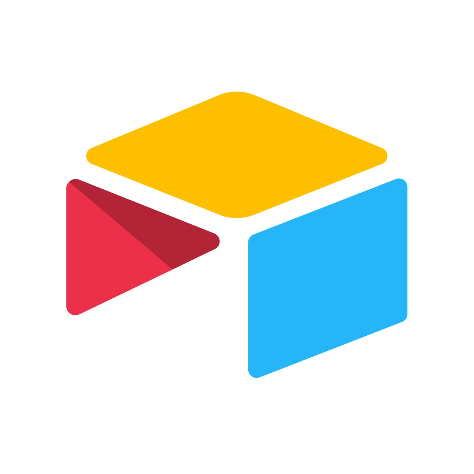 Colorful Three-Panel Geometric Cube Icon Free PNG