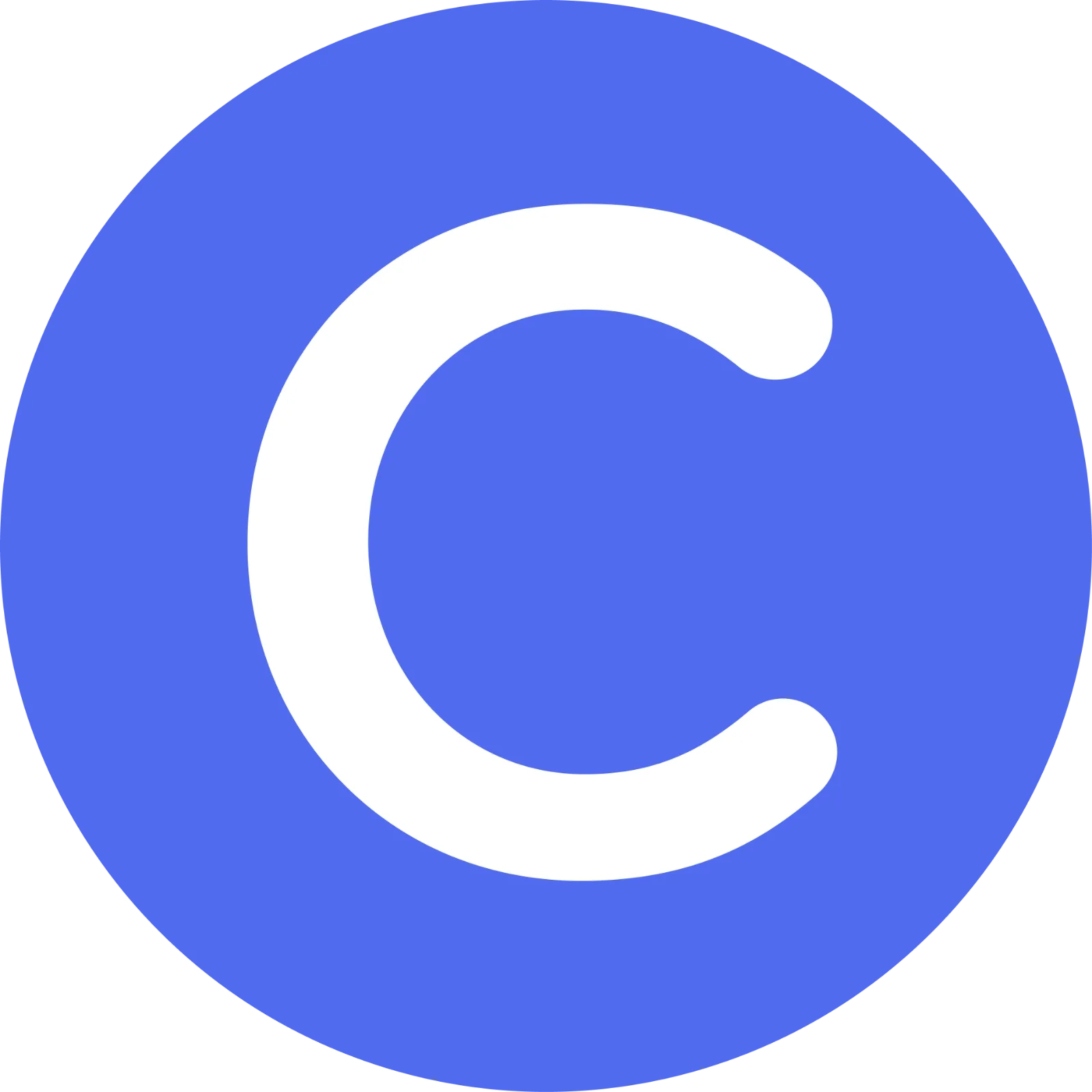 White Capital C in Blue Circle Free PNG