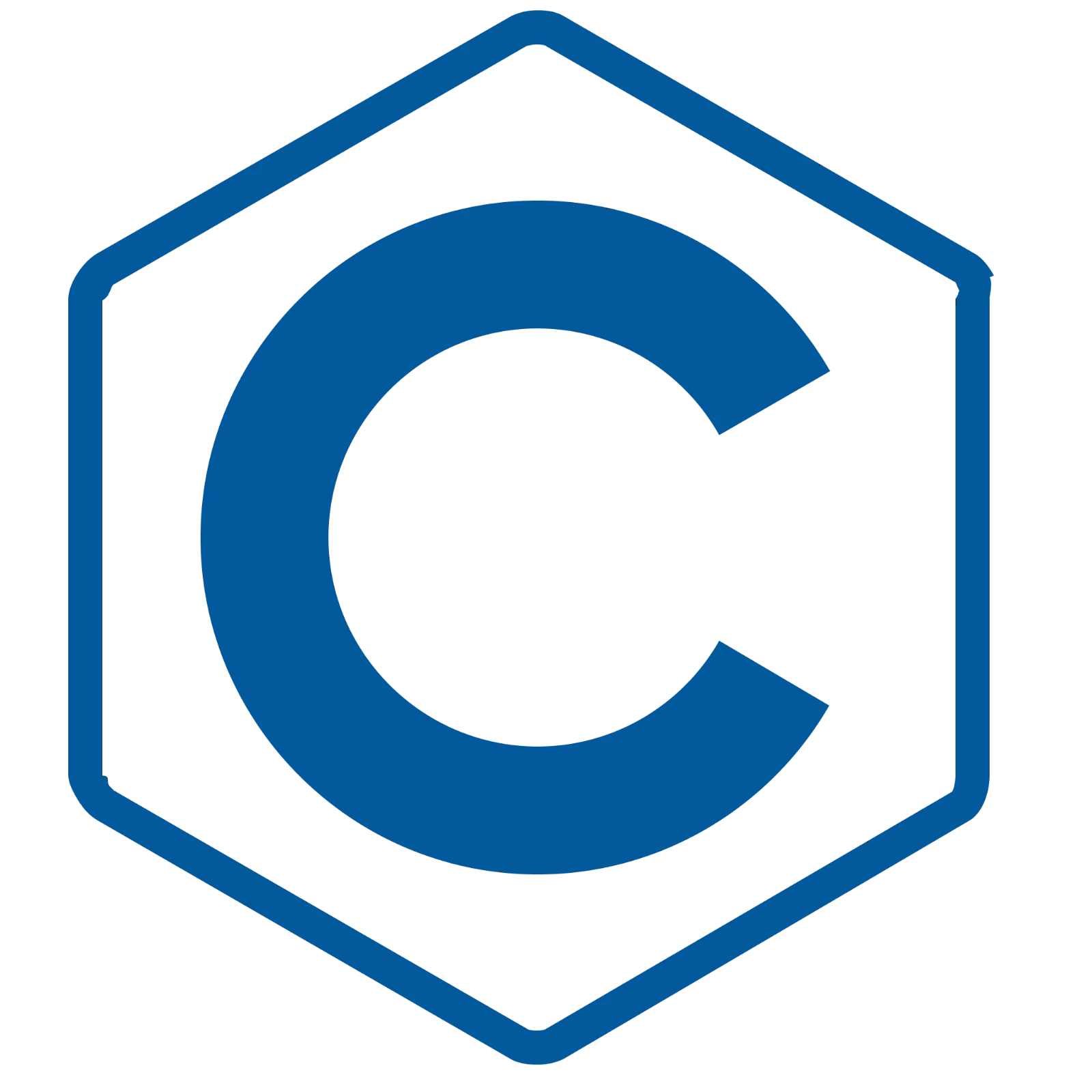 Blue C Programming Symbol in a Hexagon Free PNG