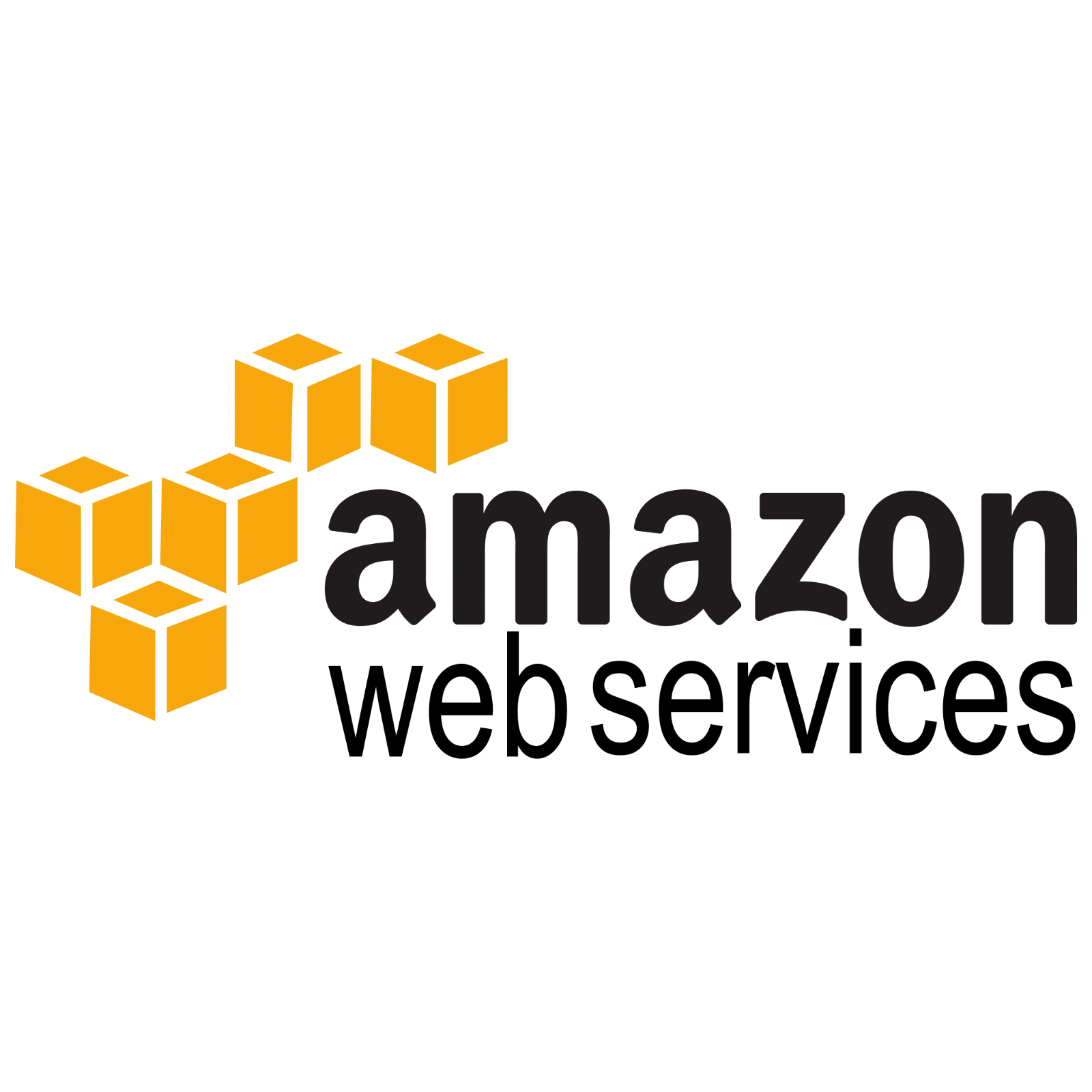 Amazon Wordmark and Orange Cube Icon Free PNG
