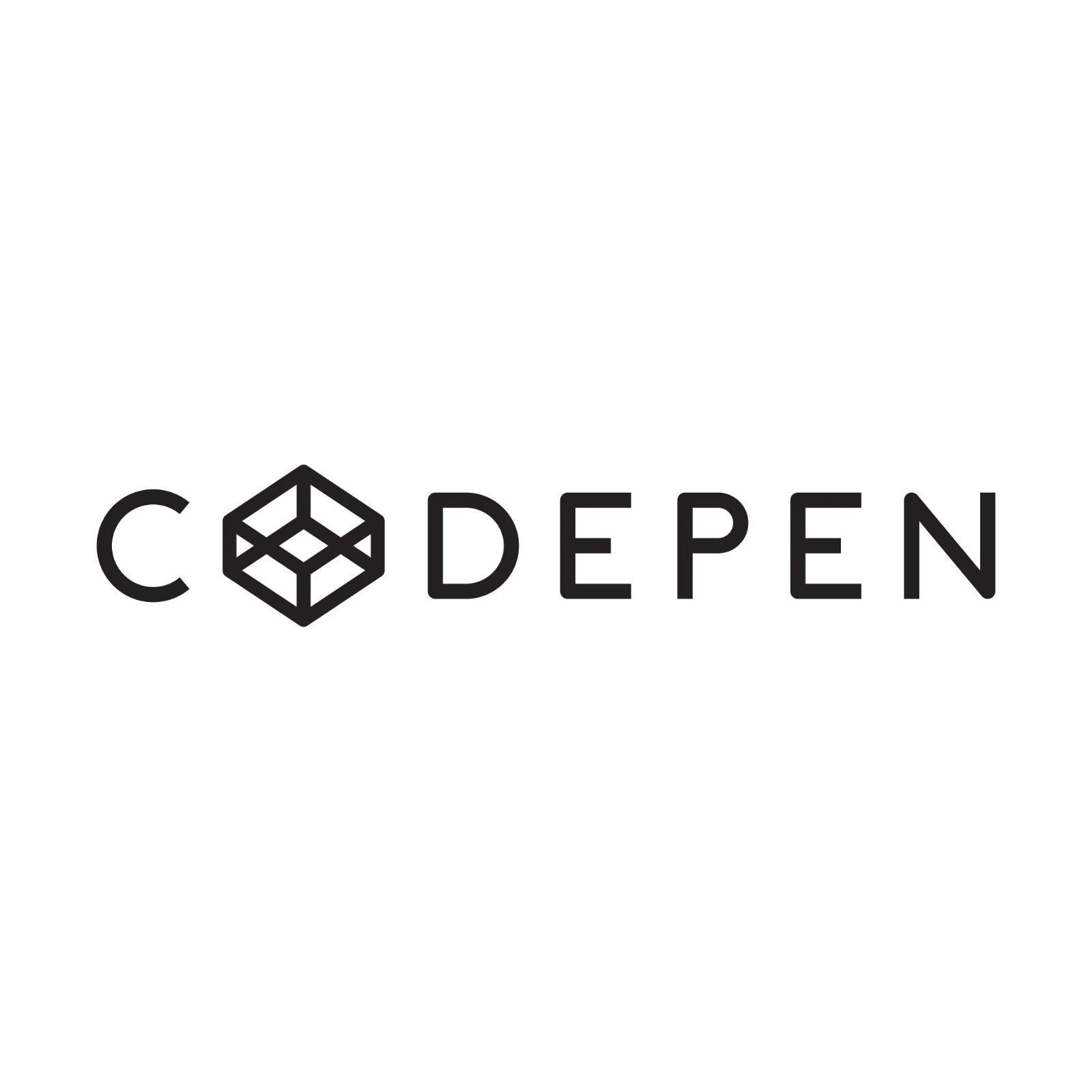 CodePen Wordmark and Cube Emblem on Black – Free PNG