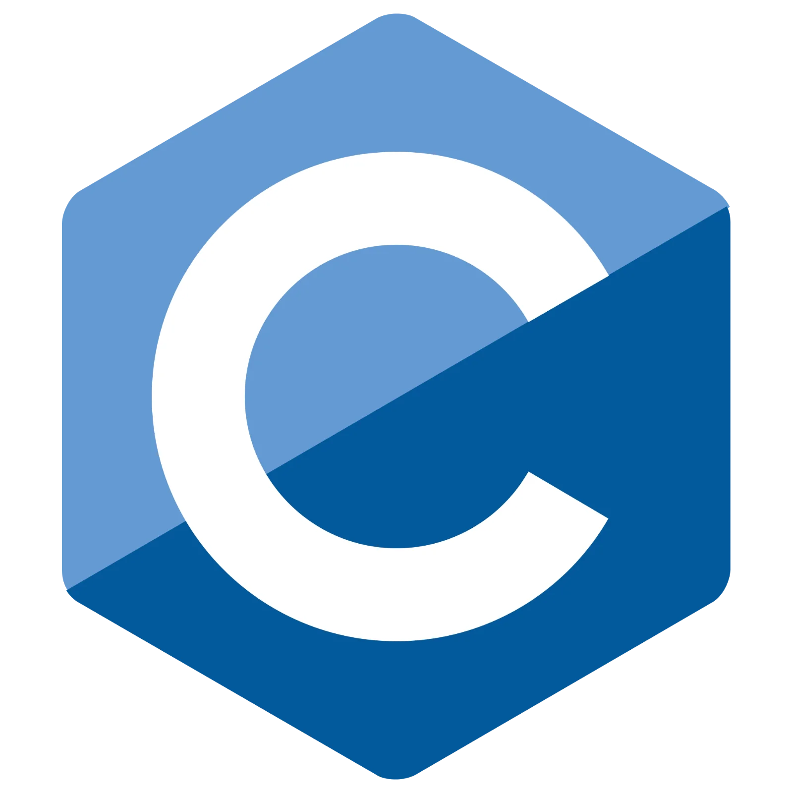 White C on Blue Hexagon Icon Free PNG