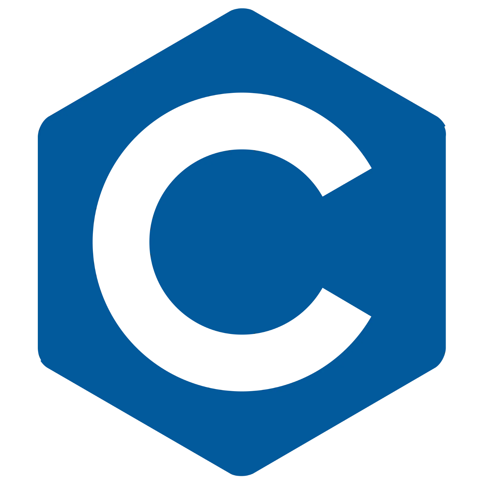 Blue Hexagon with Black C-Shaped Mark Free PNG