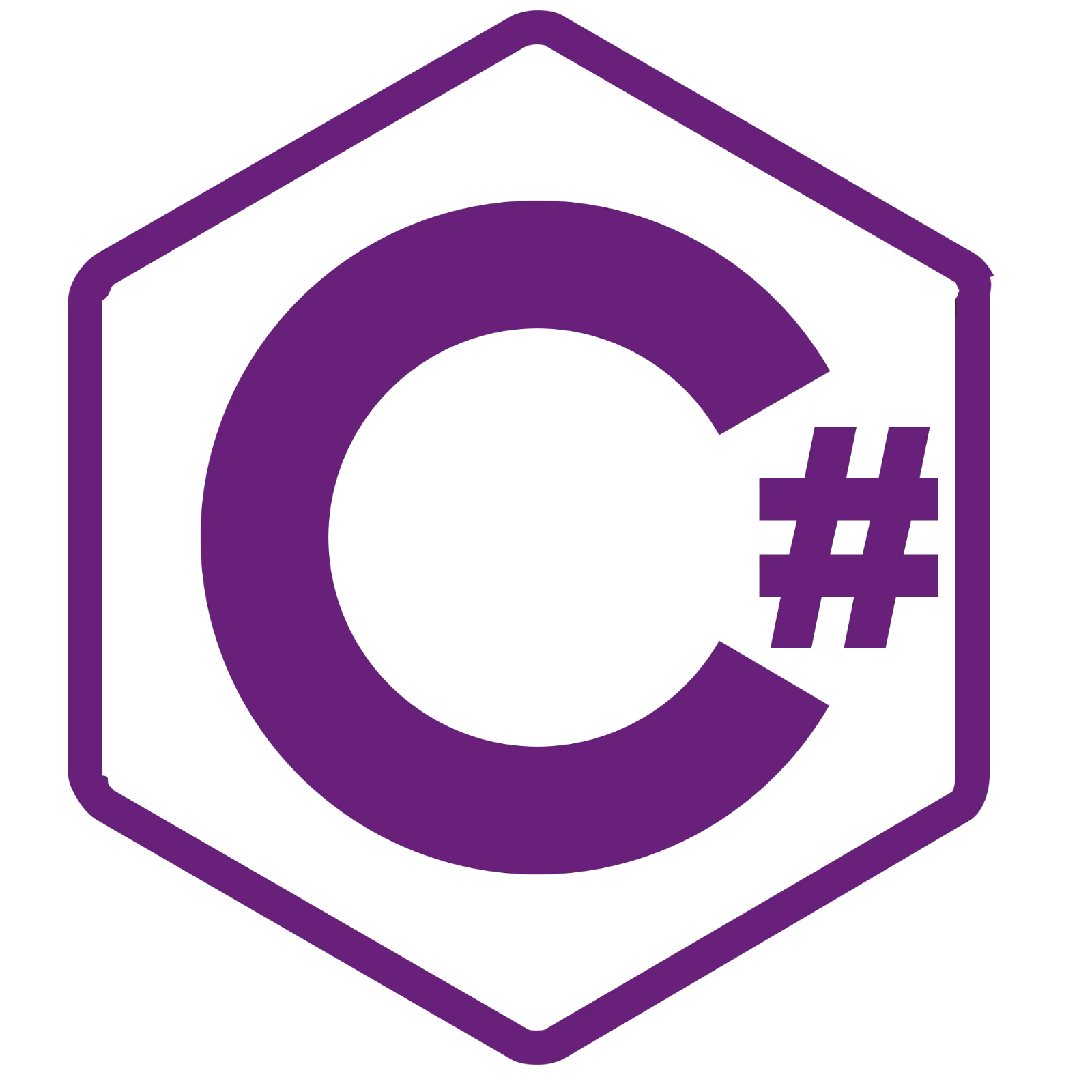 Purple C Sharp Programming Symbol in a Hexagon | Free PNG