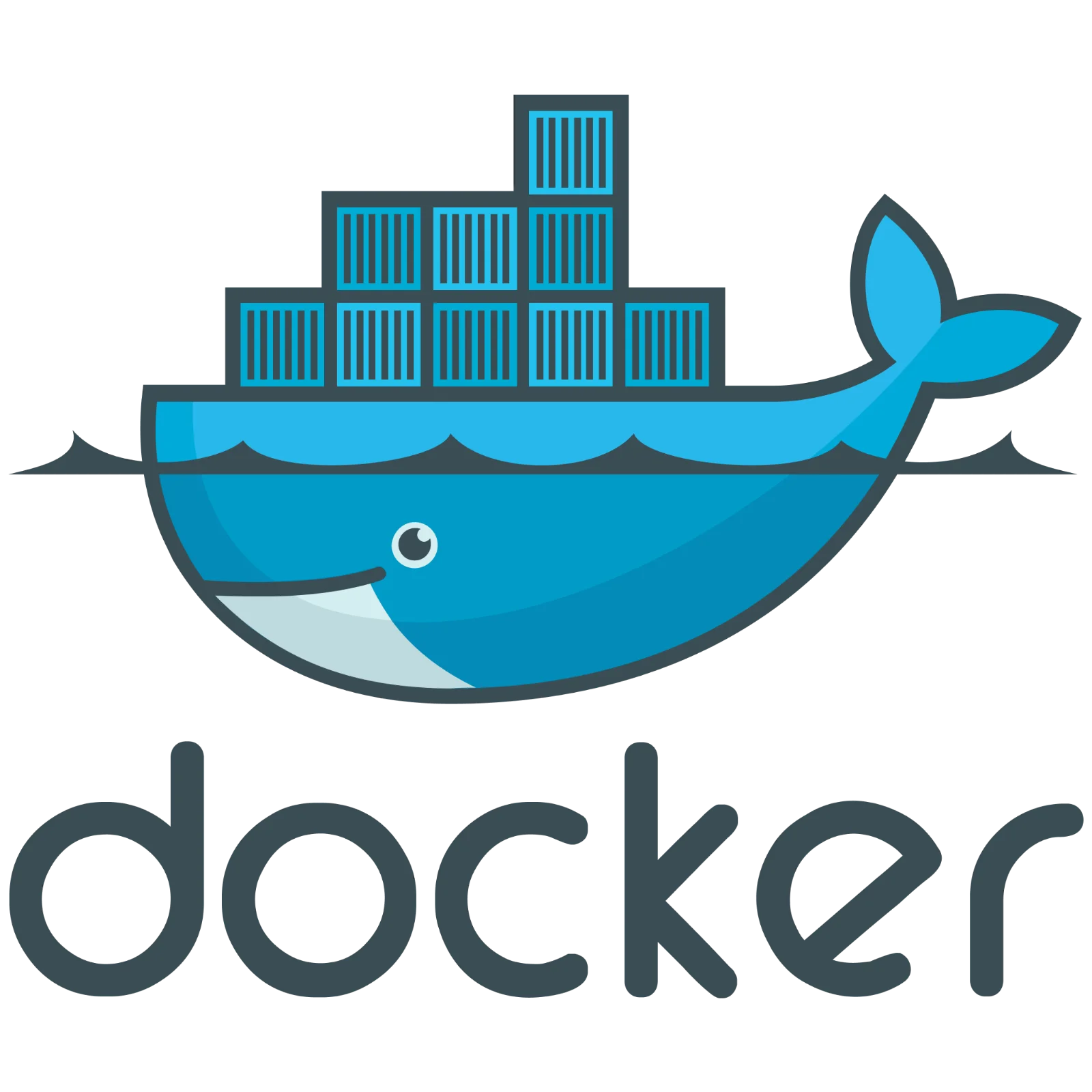 Docker Whale Logo with Shipping Containers Free PNG